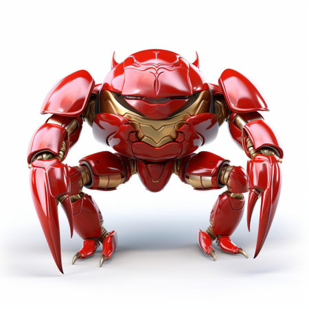 the 3d crab superhero stands proudly on a crisp white background, showcasing its vibrant full-body costume, complete with a bold cape and dynamic pose, perfect for adding a touch of whimsical fun to your digital designs, illustrations, and graphics projects, featuring cartoon, comic, and fantasy elements. ai generatedの素材