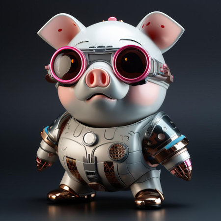 this iconic back to the future piggy bank figure, styled in a nostalgic cinematic mood, catches the eyes of kids and adults alike, standing out against a clean isolated background, evoking a sense of retro futurism and nostalgic charm, perfect for fans of the beloved time-travel trilogy. ai generatedの素材