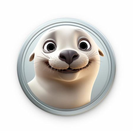 this adorable seal, crafted in a pixar-inspired style, poses cutely against a pristine white background, showcasing its fluffy fur and endearing expression in stunning full hd high resolution, perfect for graphic designs, digital art, and visual projects, available as a high-quality png file. ai generatedの素材