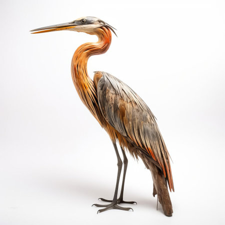 the hyacinth macaw, a vibrant anodorhynchus leari, is beautifully captured in this stunning handmade wood carving, showcasing its bright blue and yellow feathers, strong beak, and majestic full body pose, set against a crisp white background, highlighting the intricate details of this exotic brazilian parrot species. ai generatedの素材