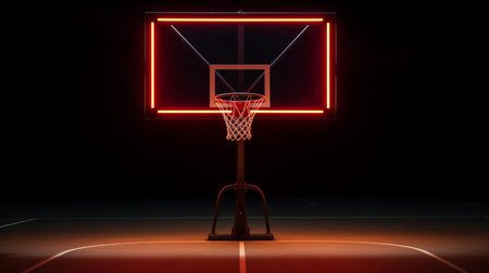 the basketball hoop stands alone against a vibrant, solid-colored background, capturing the attention of any basketball enthusiast, showcasing the intricate details of the rim and net in high-resolution, thanks to the exceptional quality of the canon eos r5 camera, perfect for sports and fitness enthusiasts. ai generatedの素材