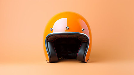 this sleek helmet sits prominently against a solid-colored background, its vibrant hues popping against the flat, uncluttered space, captured in stunning clarity with a canon eos r5, showcasing the helmet's sleek design and vibrant colors in a bright, well-lit setting. ai generatedの素材