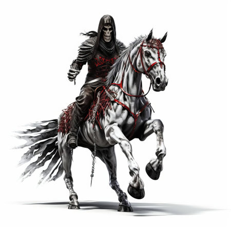 the nuckelavee, a mythical creature from orcadian folklore, is depicted in stunning 3d detail, showcasing its grotesque yet fascinating full-body form against a pristine white isolated background, perfect for fantasy and mythology enthusiasts, digital artists, and fans of celtic legends. ai generatedの素材