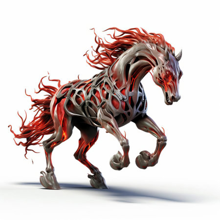 the nuckelavee, a mythical creature from orcadian folklore, is depicted in stunning 3d detail, showcasing its grotesque full body on a pristine white isolated background, highlighting its eerie presence, perfect for fantasy and horror-themed designs, illustrations, and digital art projects. ai generatedの素材