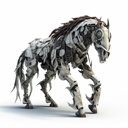 the nuckelavee, a mythical creature from orcadian folklore, is depicted in stunning 3d detail, showcasing its full body in a striking pose against a crisp white isolated background, highlighting its eerie and mysterious features, perfect for fantasy and mythology enthusiasts. ai generatedの素材