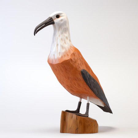the albatross, a majestic handmade wooden sculpture, stands proudly on a pristine white background, showcasing its intricately carved full body, capturing the essence of the iconic seabird, perfect for wooden decorative art enthusiasts and nature lovers alike, highlighting the beauty of handcrafted wooden figurines. ai generatedの素材