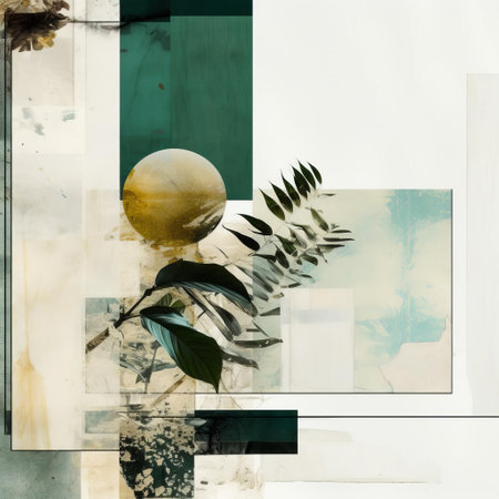 the collage background, featuring a stunning white and green texture, serves as a perfect cutout backdrop for creative projects, boasting a realistic and detailed design, crafted with 32k textures and adhering to the principles of the rule of thirds and golden ratio, ideal for abstraction and artistic expressions. ai generatedの素材