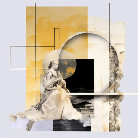 the alabaster cutout collage, set against a pristine white background, showcases a stunning abstraction of textures, masterfully crafted to enhance details and adhering to the principles of the golden ratio and rules of third, perfect for designers seeking high-resolution 32k textures and realistic cutout collages. ai generatedの素材