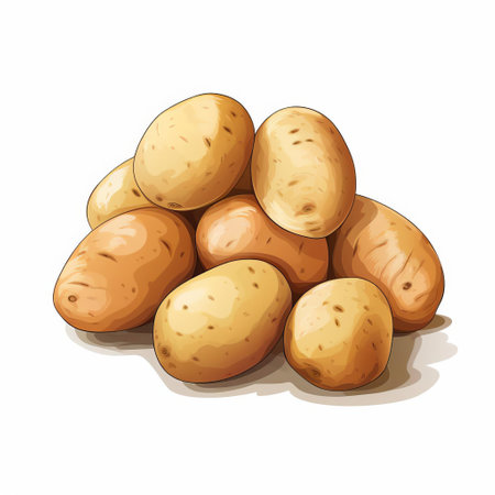 potatoes, a staple food in many cuisines, are beautifully illustrated in this vector image, set against a clean white background, showcasing their natural beauty in a 2d design without gradients, perfect for cooking blogs, recipe books, and food-related projects. ai generatedの素材