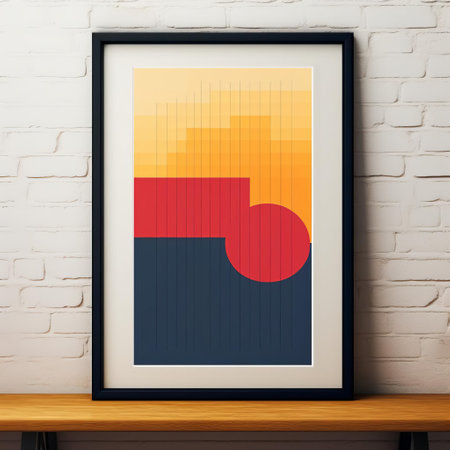 venezuela's vibrant culture is beautifully captured in this stunning minimalist and abstract design poster, featuring a palette of bright colors reminiscent of the country's rich heritage, including bold hues of blue, yellow, and red, perfect for adding a touch of south american flair to any room. ai generatedの素材