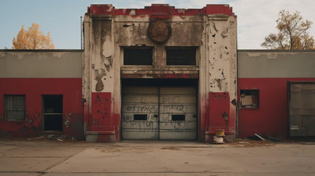 the abandoned fire station stands as a hauntingly beautiful relic, its distressed materials and crumbling facade eerily captured in stunning 44mp detail, evoking the unsettling imagery of a national geographic documentary, reminiscent of brooke didonato's style, in a superrealistic uhd image that transports viewers to a world of urban decay. ai generatedの素材