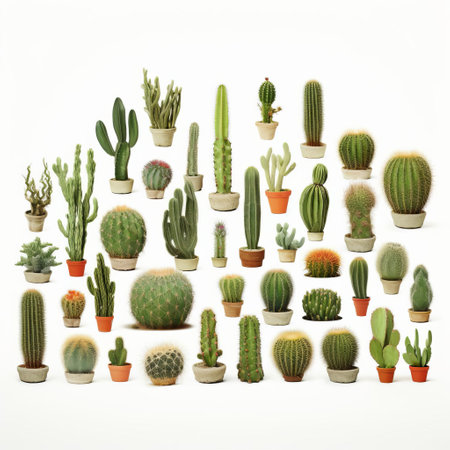 this majestic single cacti stands tall against a pristine white background, showcasing its unique shape and vibrant green hue, perfect for adding a touch of desert charm to any space, highlighting the beauty of succulents and their ability to thrive in harsh environments. ai generatedの素材