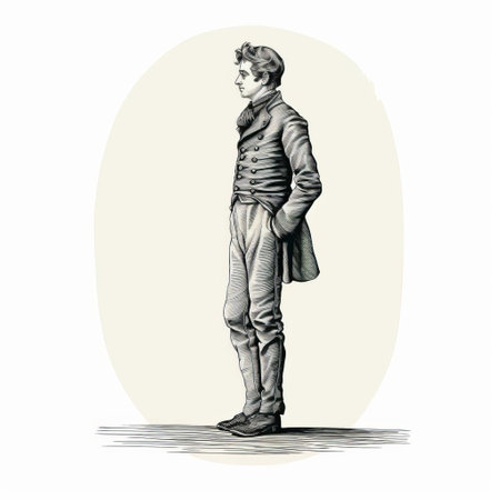 this isolated print stamp features a full-body figure on a white background, showcasing a vibrant color palette and intricate line engraving details, evoking a sense of nostalgia and vintage charm, perfect for designers and collectors of antique-inspired artwork and retro graphics. ai generatedの素材