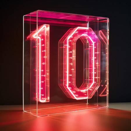 the three-hundred-seventeen 70 sign shines brightly in a vibrant neon letter box lighting display, capturing the essence of urban nightlife with its bold, eye-catching design, perfect for adding a touch of modernity to any room's decor, evoking feelings of excitement and energy. ai generatedの素材