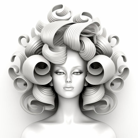 the woman, with her stunning 3d female retro curls, takes center stage against a crisp white isolated background, exuding vintage glamour and sophistication, perfect for beauty, fashion, and hairstyle inspiration, evoking a sense of nostalgia and classic elegance. ai generatedの素材