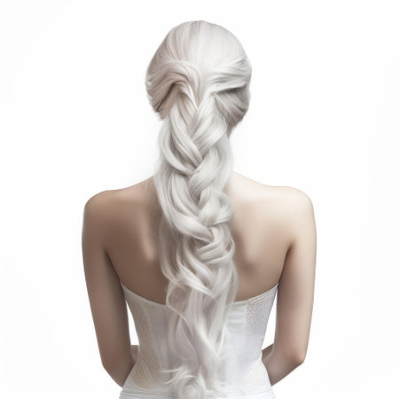 the woman in this stunning 3d illustration sports a trendy half-up half-down hairstyle, perfectly coiffed and styled to perfection, set against a crisp white isolated background, ideal for beauty, fashion, and hairstyle inspiration, or as a visual aid for hairdressers and stylists. ai generatedの素材