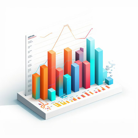 the chart design, set against a crisp white background, showcases a sophisticated visual representation of data, incorporating vibrant colors and clean lines to convey complex information in a clear and concise manner, perfect for presentations, reports, and infographics. ai generatedの素材