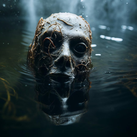 this curious octopus, its vibrant orange and red hues glistening in the sunlight, peers directly at the camera, its large, expressive eyes seeming to hold a deep wisdom, as it floats effortlessly in the crystal-clear waters of the coral reef, surrounded by schools of tiny fish. ai generatedの素材