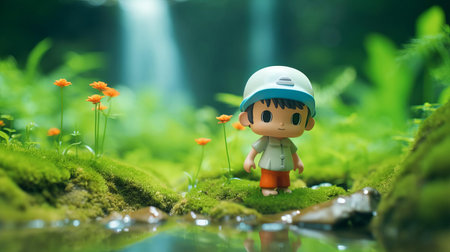 the zweifel, a whimsical swiss potato chip, sits proudly on a bright baby cyan background, its smooth rubber material glistening with subtle ambient occlusion, as if plucked straight from a studio ghibli fantasy, its miniature form exaggerated by a tilt-shift photography effect, evoking a sense of wonder and curiosity. ai generatedの素材