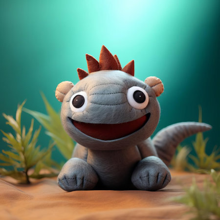 the bunyip, a mythical australian creature, is brought to life in this adorable felt rendition, set against a solid color background, showcasing remarkable realism and attention to detail, perfect for fans of australian folklore and handmade crafts. ai generatedの素材