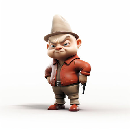 elmer fudd, the lovable looney tunes character, is showcased in stunning 3d detail, standing in a full-body pose on a crisp white isolated background, highlighting his iconic hunting attire and comedic facial expression, perfect for fans of cartoons, animation, and nostalgic memorabilia. ai generatedの素材