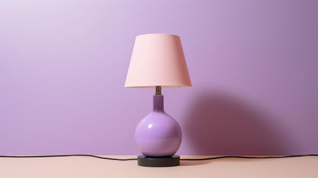 the belgian dubbel lamp, with its minimalist and simple design, adds a touch of elegance to any room, featuring a soothing lilac hue reminiscent of a serene sunset, perfect for creating a cozy ambiance, while its unique artful shape pays homage to the classic beer style that inspired it. ai generatedの素材