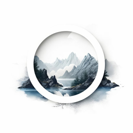 ring, a solitary and striking focal point, floats off-center in a dreamy, abstract landscape, set against a pristine white isolated background, evoking a sense of serenity and contemplation, perfect for modern art enthusiasts and fans of minimalist design. ai generatedの素材