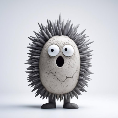 the monster figurine, reminiscent of evgeni gordiets' and clemens ascher's inventive character designs, stands proudly on a white isolated background, showcasing its intricately detailed, spiky mounds and concrete-inspired features in a stunning close-up, full-body display of artistic mastery. ai generatedの素材