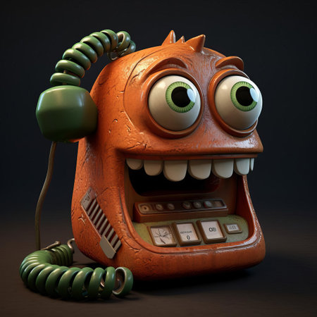 this vintage phone, reminiscent of a rugged gaming persona, features a pixar-inspired face emblazoned on its worn, single-color plastic exterior, evoking a sense of nostalgia and simplicity, perfect for those who crave a retro aesthetic in their mobile devices. ai generatedの素材