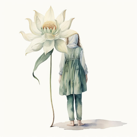 lily, a solitary figure, stands elegantly in a full-body pose against a pristine white background, exuding vintage charm in this exquisite watercolored portrait, evoking a sense of nostalgia and romance, perfect for art lovers and enthusiasts of classic beauty. ai generatedの素材