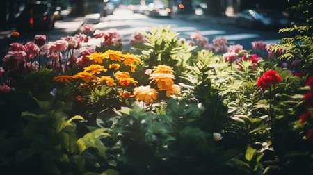 scorching trees stand majestically at the junction, showcasing a stunning contrast of fresh green leaves, blooming vibrant flowers, and colorful autumn hues, all set against a serene backdrop of white scorching trees, captured in breathtaking detail through professional photography on unsplash. ai generatedの素材