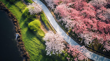 may blooms in all its glory, as fresh greenery meets vibrant colors and delicate white petals, creating a stunning visual harmony in this breathtaking professional photograph, perfectly capturing the essence of the season, available for free download on unsplash. ai generatedの素材