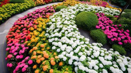 the balmy junction stands out with its breathtaking fusion of fresh green, blooming, colorful, and white hues, showcasing nature's vibrant beauty, captured expertly through professional photography, perfect for unsplash, evoking feelings of serenity and wonder in all who gaze upon it. ai generatedの素材