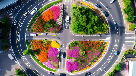 the junction of fresh green fields converges with blooming flowers, showcasing a kaleidoscope of colorful hues, including vibrant whites, in this breathtakingly beautiful landscape, captured with precision by a professional photographer on unsplash. ai generatedの素材