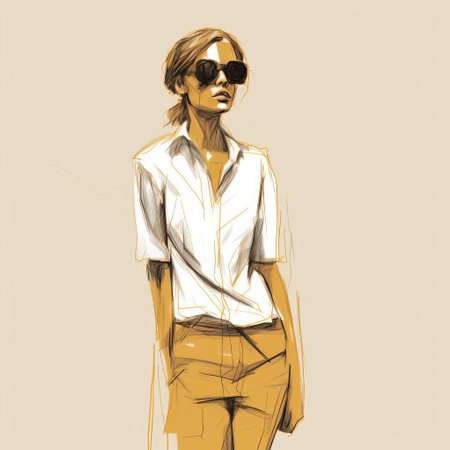 the woman, captured in a blind contour drawing, stands confidently in a full-body pose, set against a crisp white isolated background, showcasing the intricate details of her figure, highlighting the beauty of the female form in a minimalist yet striking visual representation. ai generatedの素材