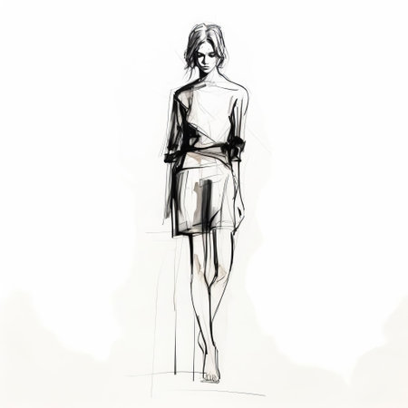 the woman, captured in a blind contour drawing, stands confidently in a full-body pose, set against a pristine white isolated background, showcasing her elegant curves and subtle facial features, evoking a sense of serenity and femininity, perfect for illustrations, graphics, and artistic designs. ai generatedの素材