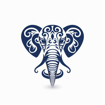 the elegant elephant icon stands out against a crisp white background, showcasing a stunning example of minimalistic design, perfect for modern branding, logos, and digital graphics, evoking feelings of simplicity, sophistication, and african wildlife charm. ai generatedの素材