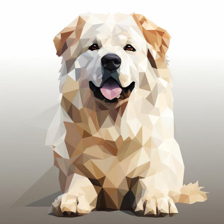 the great pyrenees, a majestic breed of livestock guardian dog, is beautifully showcased in 3d style against a pristine white background, highlighting its thick double coat, muscular build, and regal demeanor, making it a stunning representation of this loyal and gentle giant. ai generatedの素材