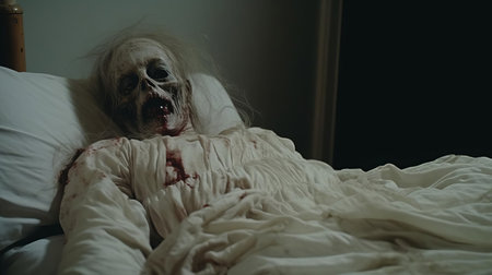 the amateur filmmaker's 1998 horror movie scene, captured in a grainy gif, exudes a eerie atmosphere, reminiscent of vhs tapes and low-budget frightfests, with its poor video quality adding to the retro charm and nostalgic feel of a bygone era in horror cinema. ai generatedの素材