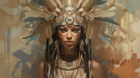 the vibrant mexico-inspired impressionist painting showcases rihanna's artistic flair, blending rich, detailed taupe colours with soft, muted hues, evoking a sense of warmth and serenity, while the dull taupe colours add a touch of subtlety to this stunning piece of art. ai generatedの素材