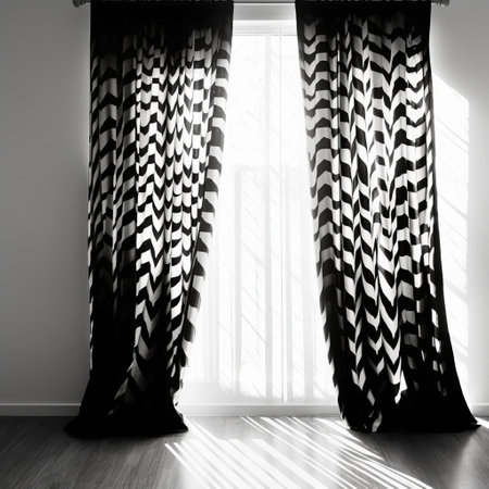 the curtain stencil, reminiscent of shigeo fukuda's iconic style, takes center stage in this striking risography print, set against a backdrop of 70s-inspired geometrical shapes, evoking a nostalgic yet modern aesthetic, perfect for fans of retro art and stencil art enthusiasts. ai generatedの素材