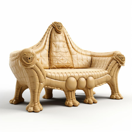 the camel-inspired 3d sofa, with its unique hump-like design, sits elegantly on a white isolated background, showcasing its futuristic and avant-garde style, perfect for modern interior design and 3d modeling projects focused on innovative furniture and abstract concepts. ai generatedの素材