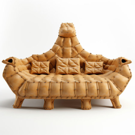the camel-inspired 3d sofa, with its unique hump-shaped design, sits elegantly on a white isolated background, showcasing its sleek and modern aesthetic, perfect for interior designers and 3d modelers looking for innovative furniture concepts, camel-shaped decor, and futuristic seating solutions. ai generatedの素材