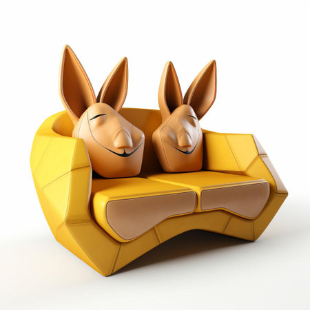 the 3d sofa, inspired by the iconic kangaroo design, sits proudly on a crisp white isolated background, showcasing its unique blend of modern style and australian flair, perfect for interior design visualization, 3d modeling, and furniture rendering projects. ai generatedの素材