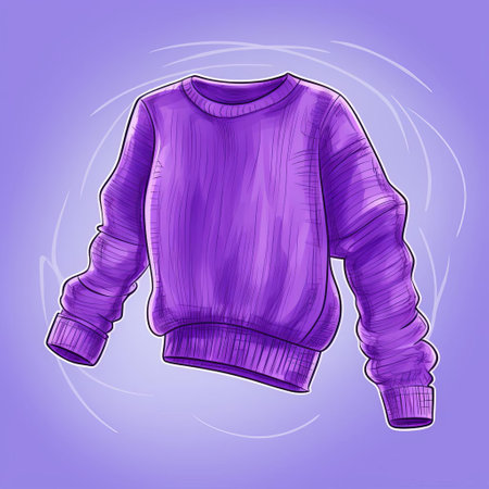 the sweater sketch stands out against a vibrant violet background, showcasing a bright and playful hand-drawn style that captures the cozy essence of the garment, perfect for fashion enthusiasts and art lovers alike, evoking feelings of warmth and creativity. ai generatedの素材