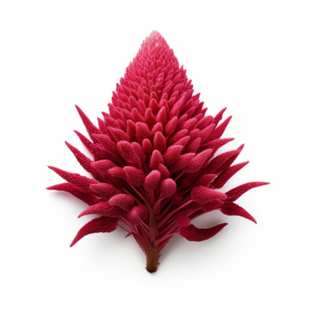 the celosia flower, with its vibrant, feathery plumes, is showcased in stunning high quality, boasting intricate details and realistic textures, isolated on a crisp white background, perfect for botanical and floral design projects, highlighting its unique beauty and colorful charm. ai generatedの素材