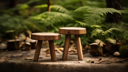 the minimalist table, adorned with a delicate garden stool, takes center stage in this intimate close-up shot, showcasing the simplicity and elegance of outdoor decor, perfect for a serene garden setting, blending modern style with natural beauty, ideal for relaxation and entertainment. ai generatedの素材