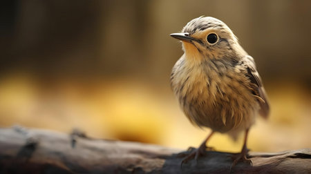 the american pipit, a bird species native to north america, is reimagined as a lifelike 3d character with comical bulging eyes, blending hyper-realistic sci-fi elements with subtle expressions reminiscent of the barbizon school, while incorporating felt creations and overexposure to add texture and depth, evoking intense emotion in this unique digital artwork. ai generatedの素材