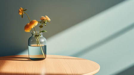the minimalist table takes center stage in this intimate close-up shot, its sleek surface adorned with a lazy susan, surrounded by subtle hints of modern decor, evoking a sense of simplicity and elegance, perfect for a stylish dinner party or everyday meal. ai generatedの素材