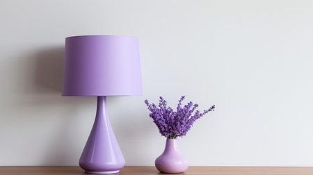 the belgian dubbel lamp, with its minimalist and simple design, features a beautiful lilac art shade that adds a touch of elegance to any room, perfect for those who appreciate a sophisticated and understated home decor, combining functionality with a subtle nod to artistry. ai generatedの素材